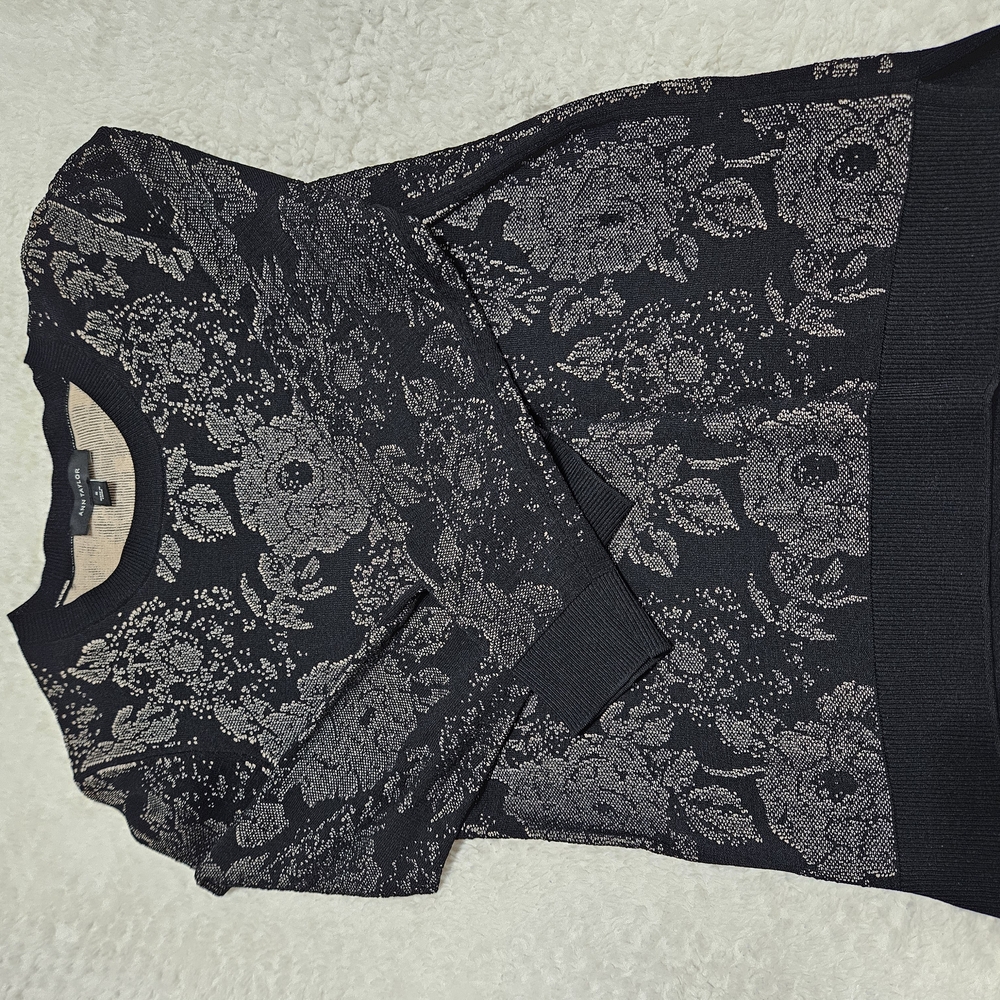 Floral Black and Gray Sweater